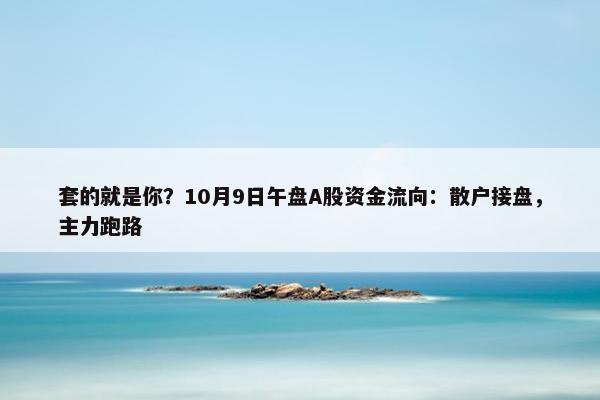 套的就是你？10月9日午盘A股资金流向：散户接盘，主力跑路