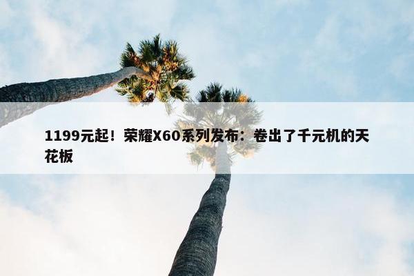 1199元起！荣耀X60系列发布：卷出了千元机的天花板