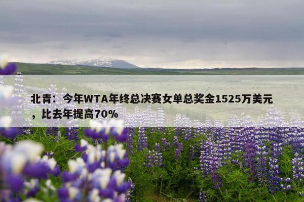 北青：今年WTA年终总决赛女单总奖金1525万美元，比去年提高70%