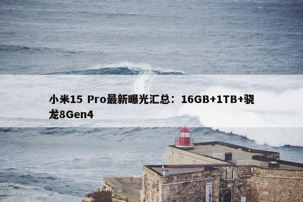 小米15 Pro最新曝光汇总：16GB+1TB+骁龙8Gen4